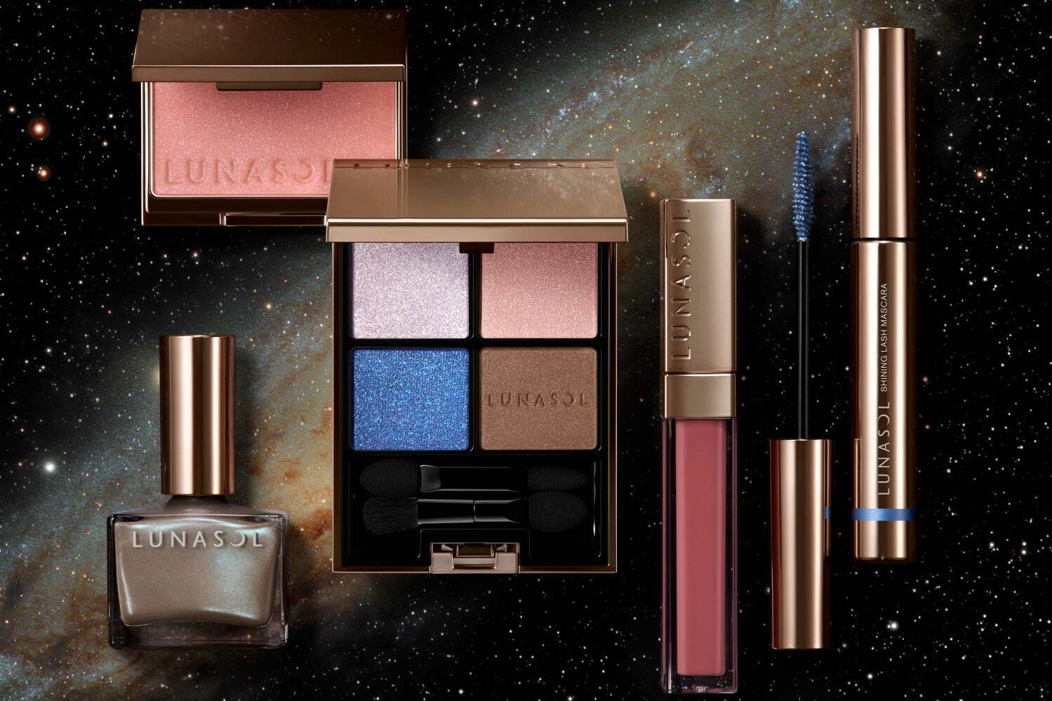 ルナソル23年秋コスメ、宇宙イメージの“銀河シルバー×ブルー”アイシャドウ＆カラーマスカラ