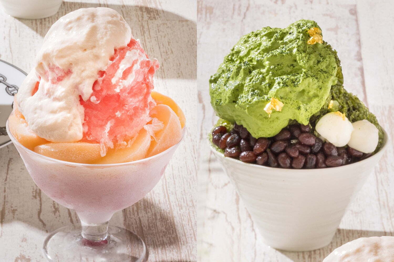 横浜ベイホテル東急の夏限定かき氷、みずみずしい桃×クリーミーエスプーマや“ほろ苦”抹茶