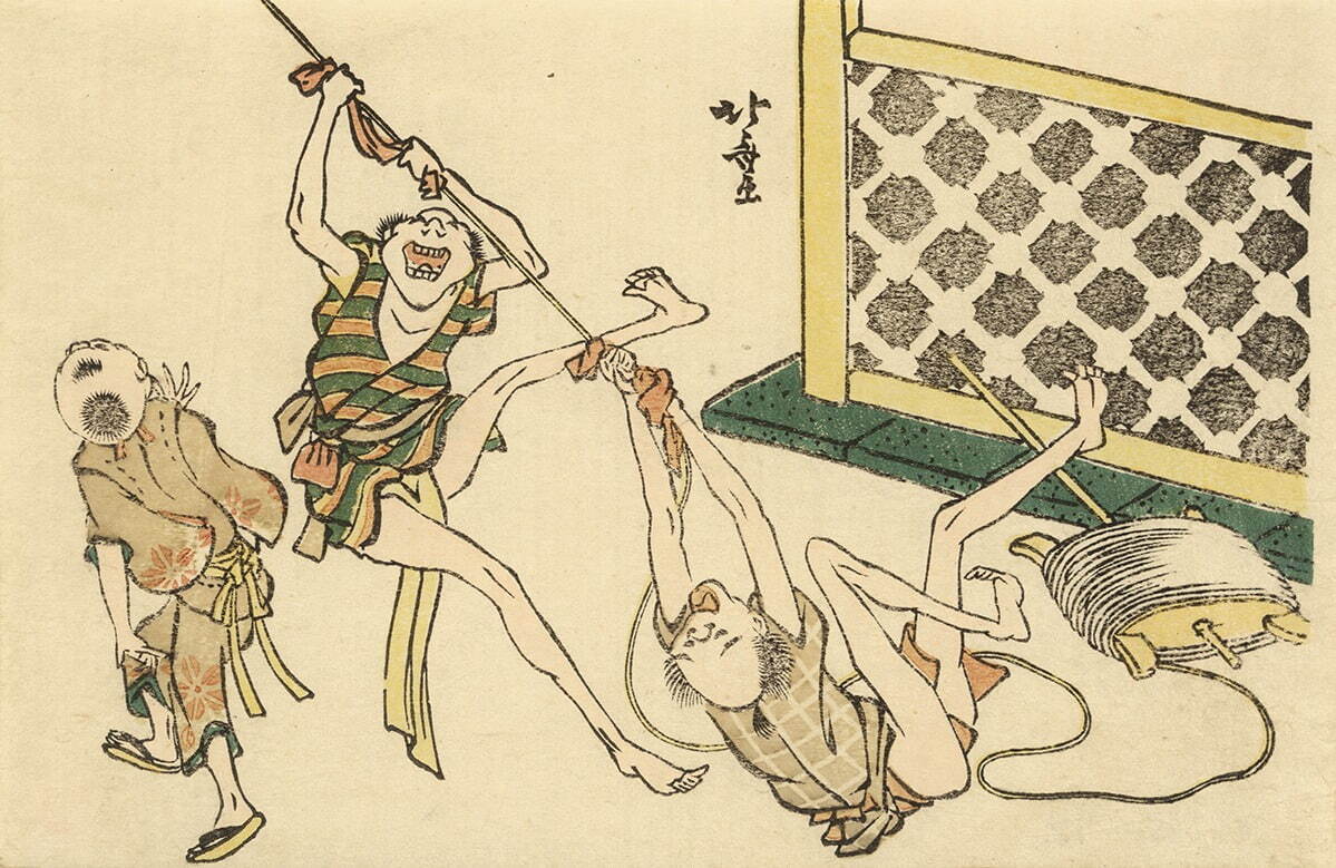 葛飾北斎《風流おどけ百句 貧ながき糸目をもつて呵られる》すみだ北斎美術館蔵(通期)※半期で同タイトルの作品に展示替え