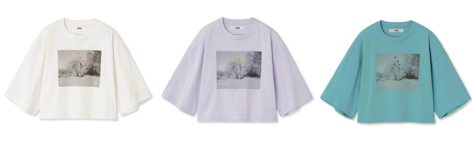 ファーファー“砂漠の花”シアートップス＆刺繍入りサボテンTシャツ、写真家・黄瀬麻以とコラボ｜写真1