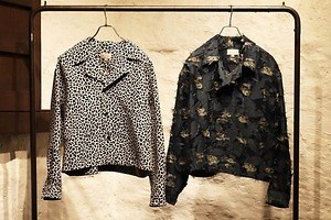 ネズヨウヒンテン23年秋冬、アニマル柄ジャカードシャツ＆フラワーパターンのセットアップ
