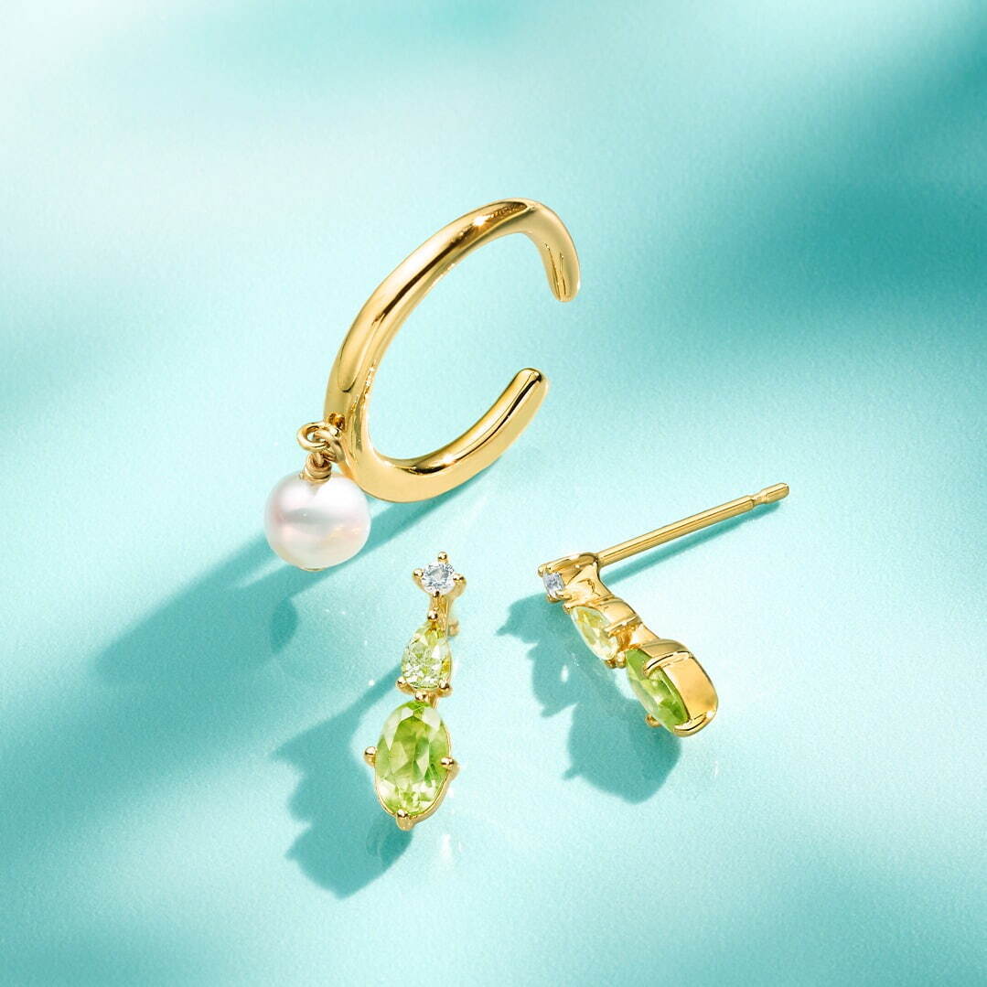 SV(K18YGc) Ear Cuff and Pierced Earring set / Pearl / Peridot / Lemon Quartz / Topaz 24,200円