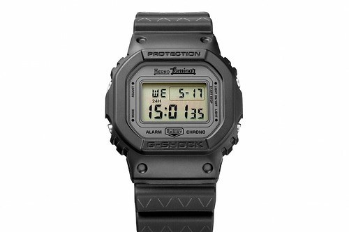 ヘルノ×G-SHOCKのコラボ腕時計、三角格子ラインが浮かび上がるブラックベルト