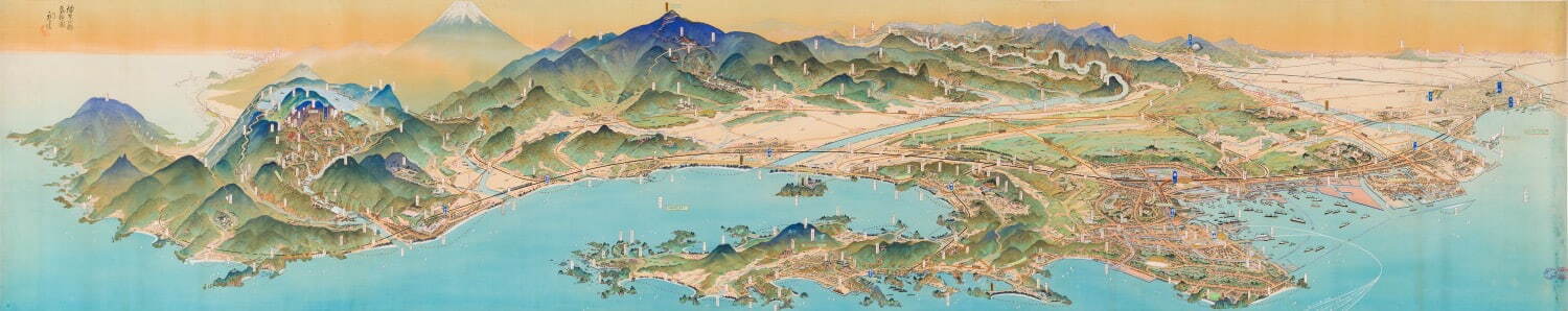 吉田初三郎 《神奈川県鳥瞰図》 1932年(昭和7年) 神奈川県立歴史博物館蔵