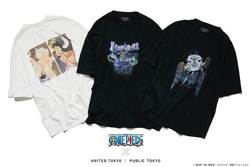 アニメ『ONE PIECE』コラボTシャツ「GEAR5」状態のルフィのバンド風Tシャツ、浮世絵デザインも