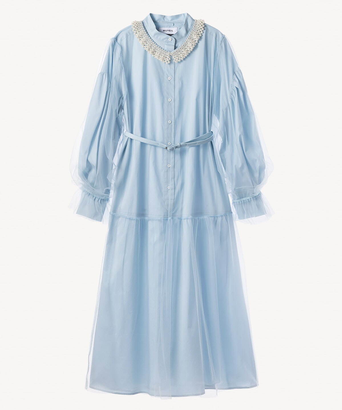 ミュベールの2023年秋冬ワンピース、チュールを重ねたベロアドレス＆シャツワンピース｜写真10