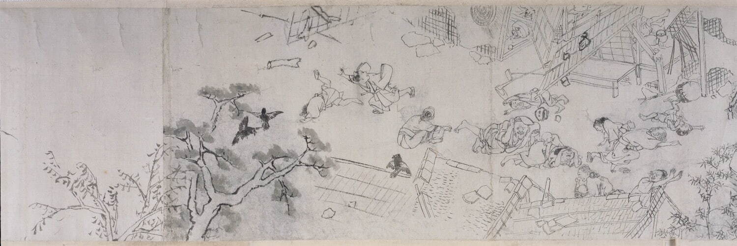 円山応挙筆 《七難七福図巻 天災巻 画稿》(地震部分) 江戸時代 相国寺蔵 ［I期展示］