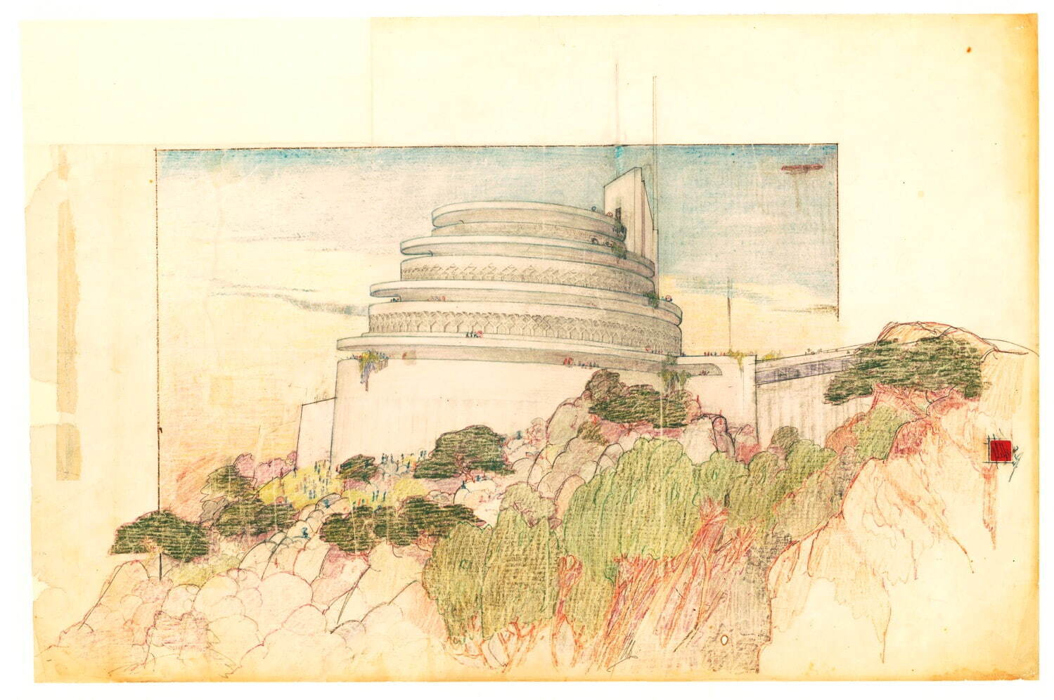 フランク・ロイド・ライト 《ゴードン・ストロング・プラネタリウム計画案 透視図》
米国議会図書館版画写真部蔵
Photo: Library of Congress LC-DIG-ds-104232023