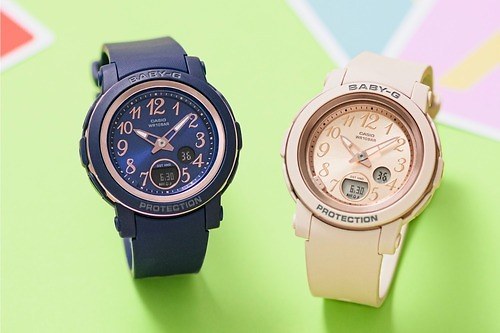 BABY-G新作ラウンド型腕時計、マットなケース×上品ピンクゴールドのインデックス
