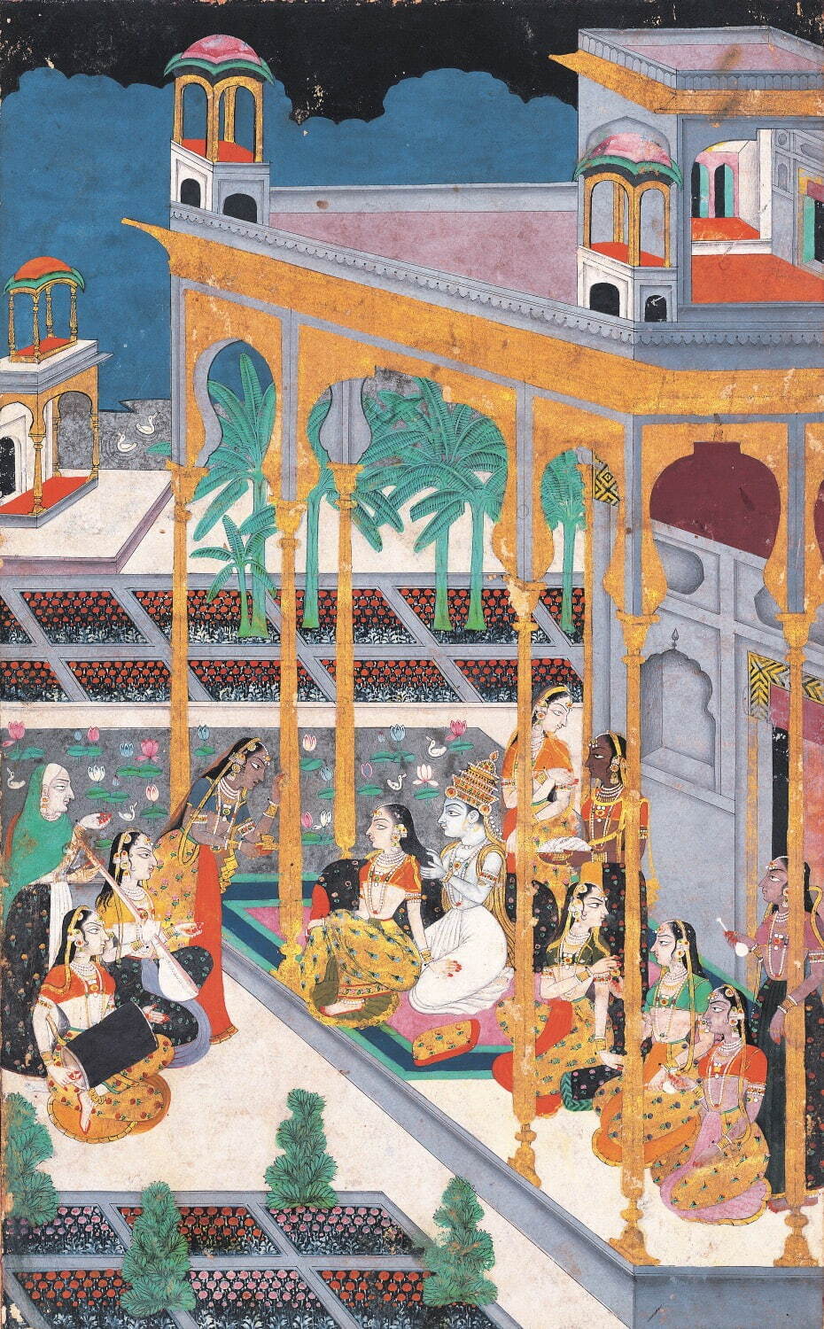 《宮廷のクリシュナ》 ムガル絵画 1770-80年