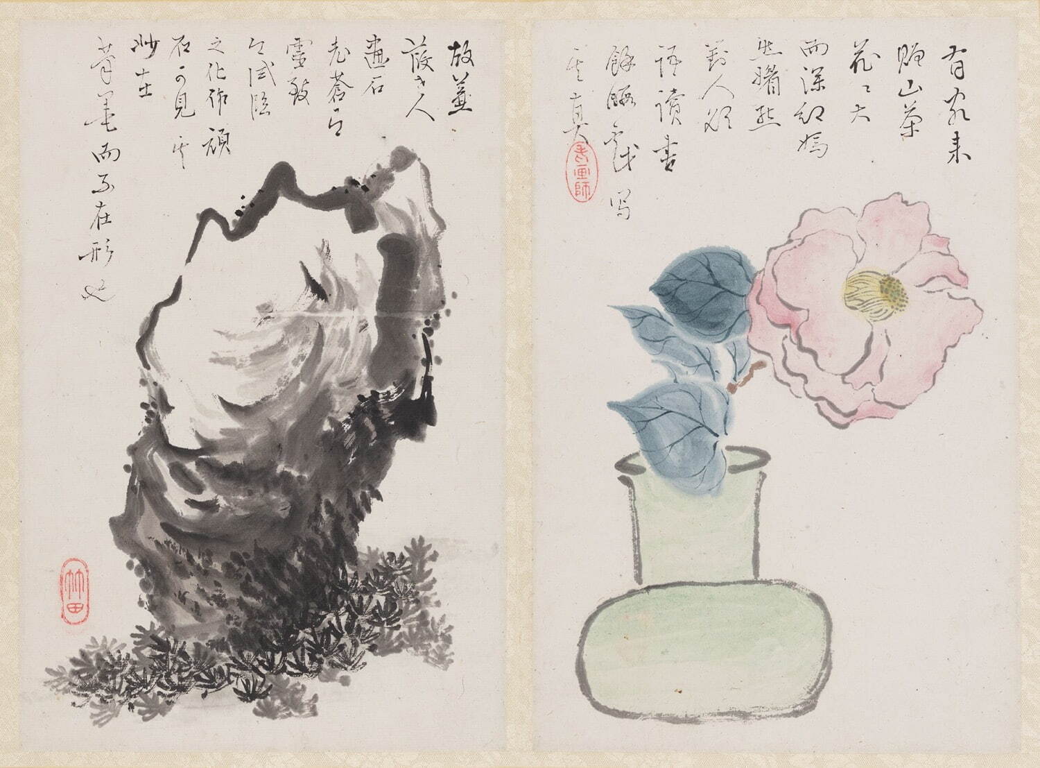 与謝蕪村筆 《翰墨随身帖》(全12図のうち2図) 大和文華館蔵