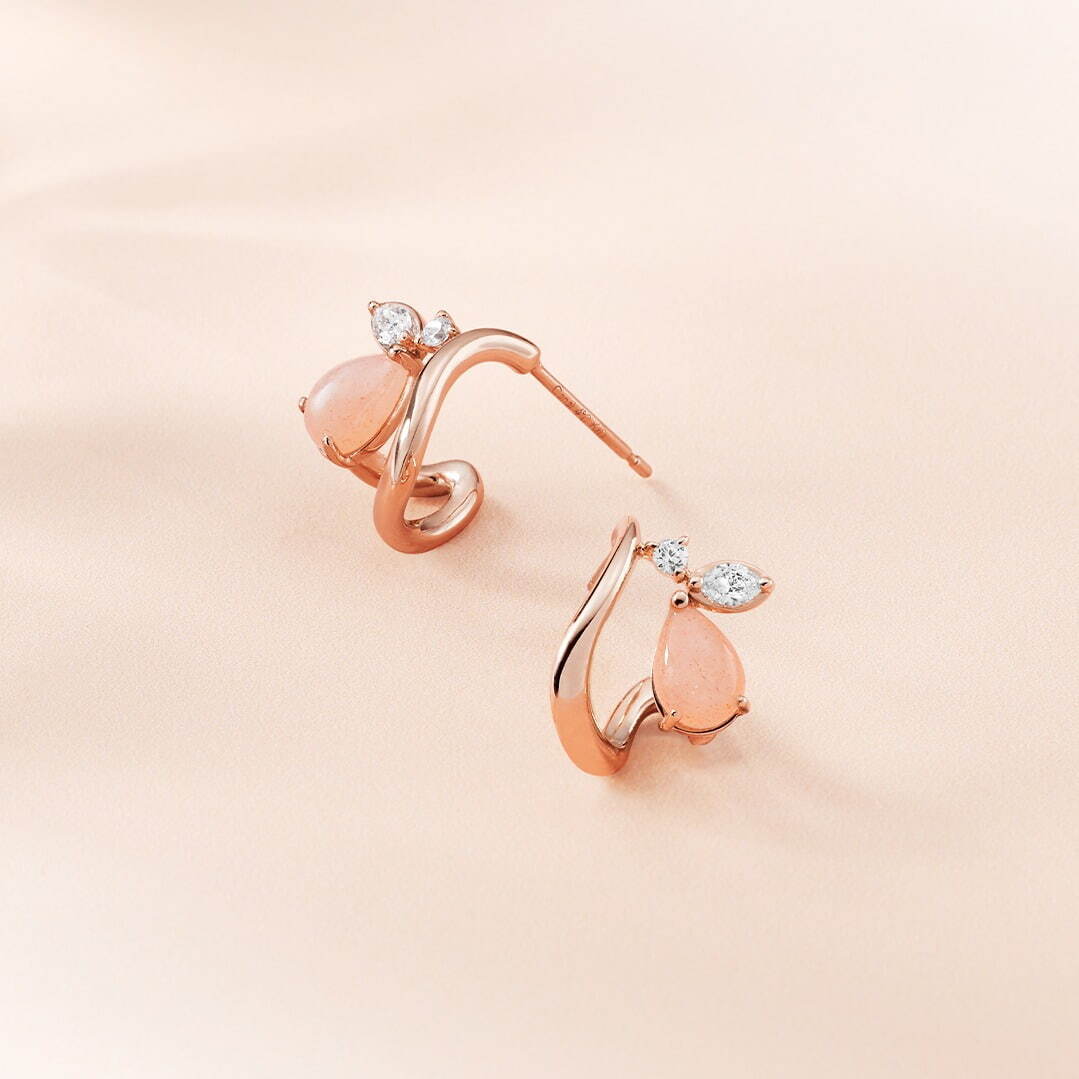 SV(PGc) Pierced Earrings / Peach Moonstone / CZ 15,400円