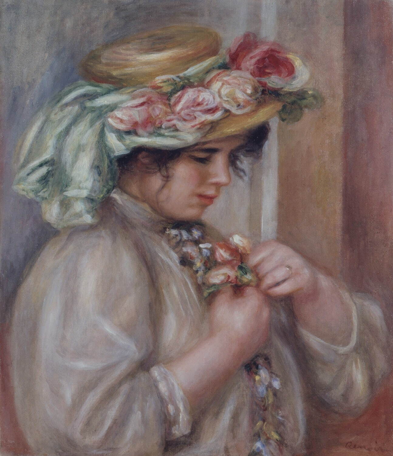 ピエール＝オーギュスト・ルノワール 《胸に花を飾る少女》
1900年頃　油彩・キャンバス　熊本県立美術館蔵