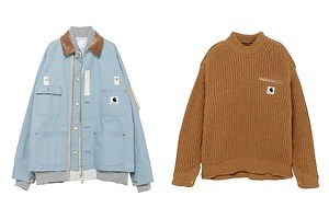 sacai × カーハート WIPのコラボウェア、“ミリタリー風”淡いブルーのミシガンジャケット