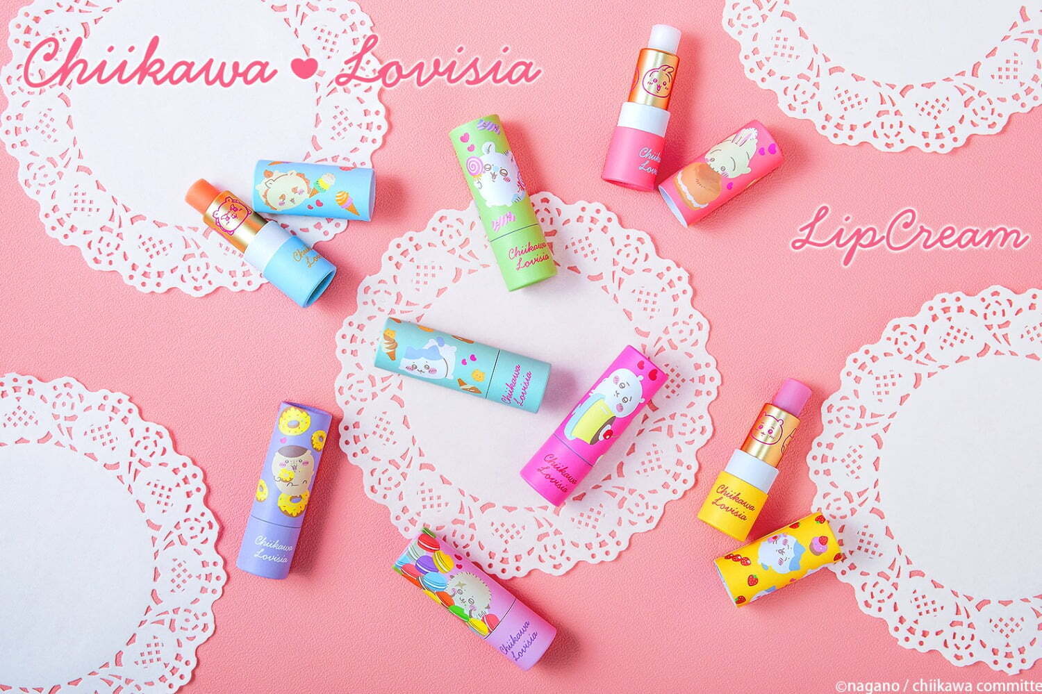 セラミド｜「ちいかわ大集合リップクリーム」“いちごみるくの香り”のちいかわ＆ハチワレなど全8種