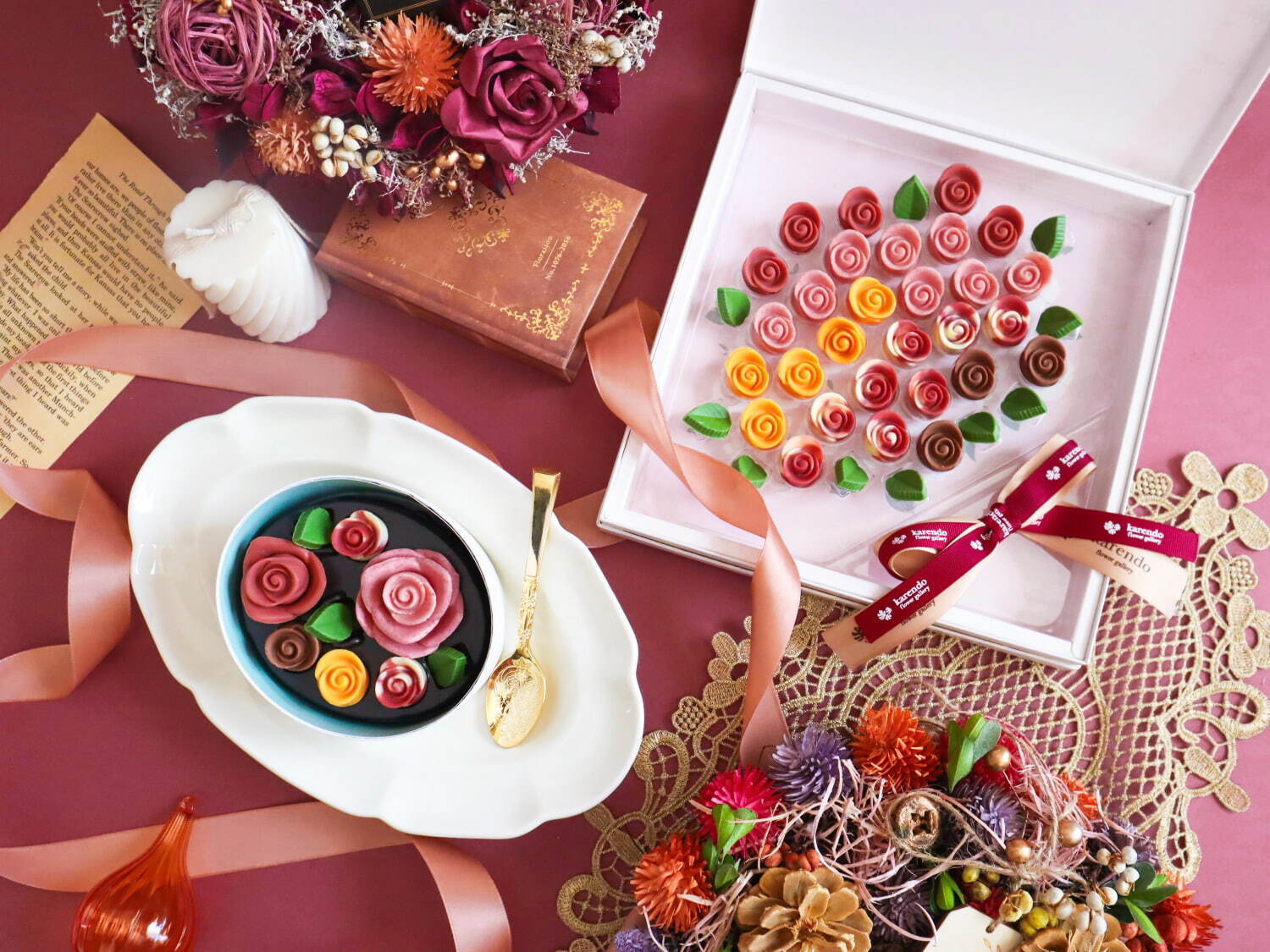 花屋が作るバラ型チョコレートに季節限定コスモスカラー、"花束風"ギフトボックスで｜写真16