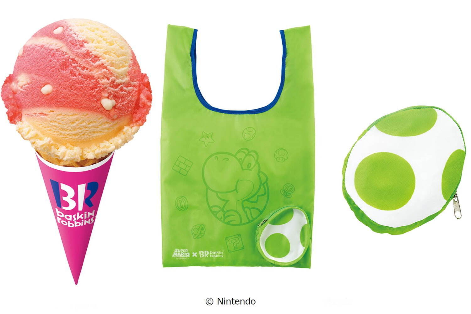 スーパーマリオ｜サーティワン×スーパーマリオ、スーパーキノコ＆1UPキノコの限定アイスやヨッシーのタマゴセット