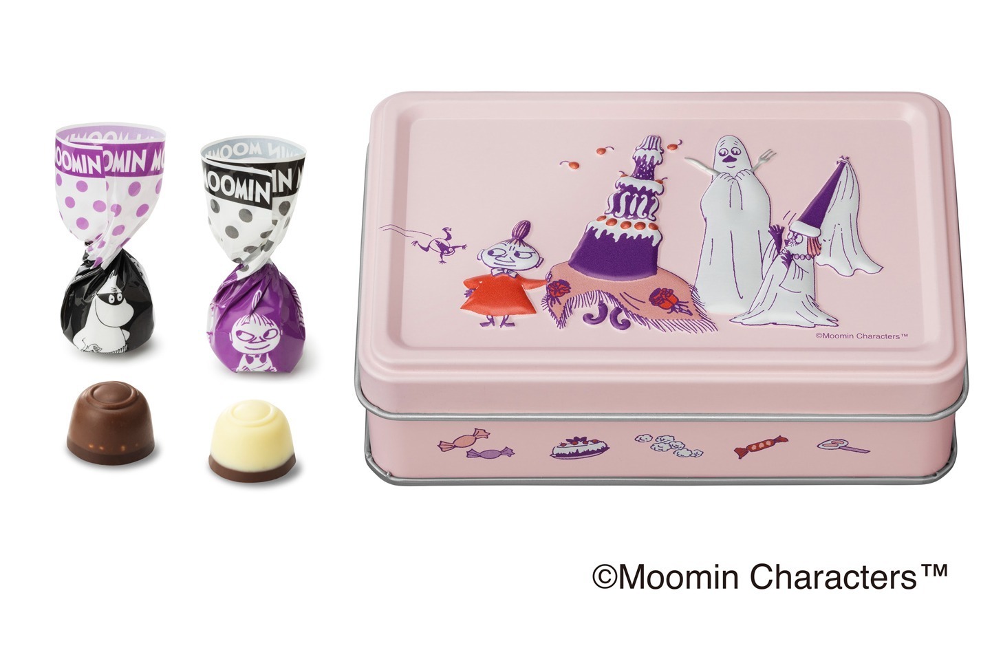 メリーチョコレート×「ムーミン」のハロウィン限定チョコ、“ムーミンがゴーストに驚く”チョコ缶など