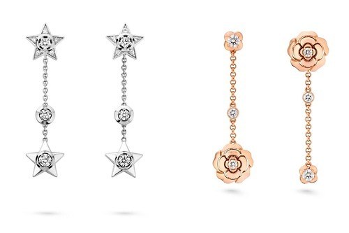 シャネル新作ファイン ジュエリー、“カメリアの花＆コメットの星”を飾ったロングイヤリング