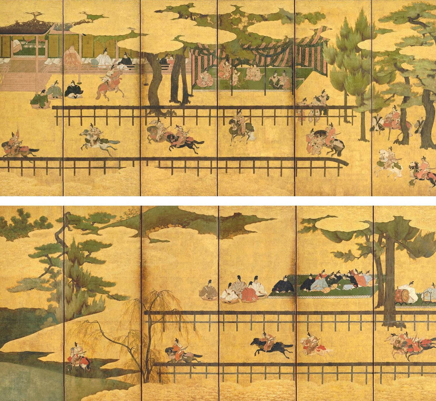 《競馬図屏風》(部分) 桃山-江戸時代初期 17世紀 岡田美術館蔵