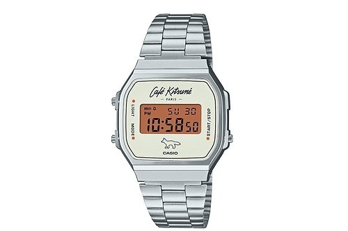 カシオ×カフェ キツネのデジタル腕時計、“カフェ店舗に着想”オレンジ×クリームの文字板で