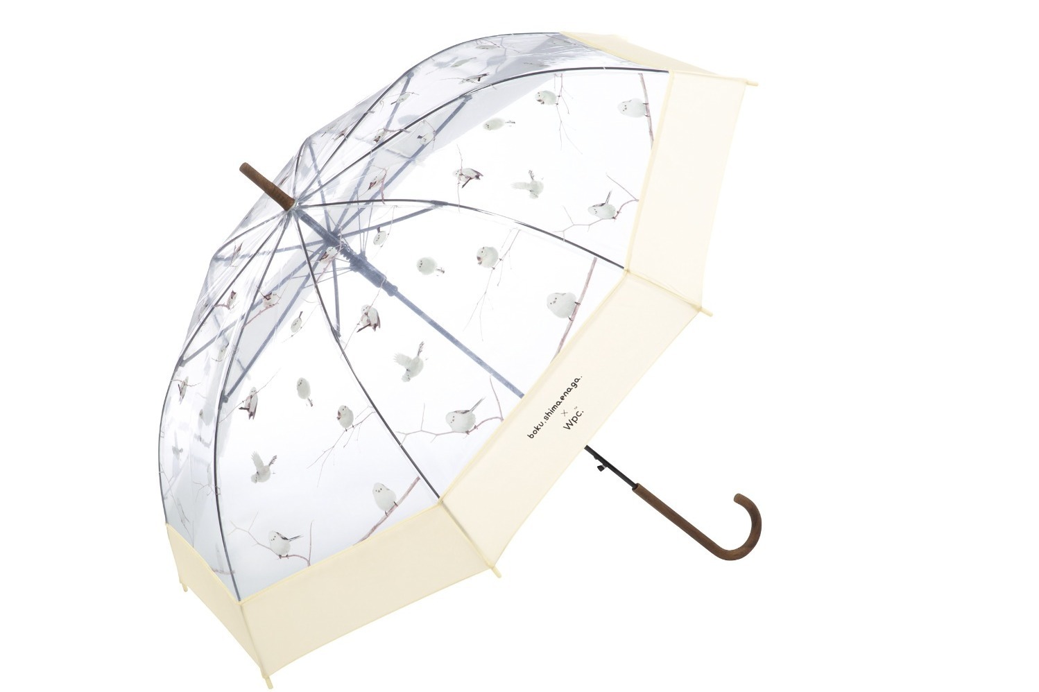 雨傘｜Wpc.“雪の妖精”シマエナガ柄のビニール傘、「ぼく、シマエナガ。」の熟睡姿や飛ぶ様子をデザイン