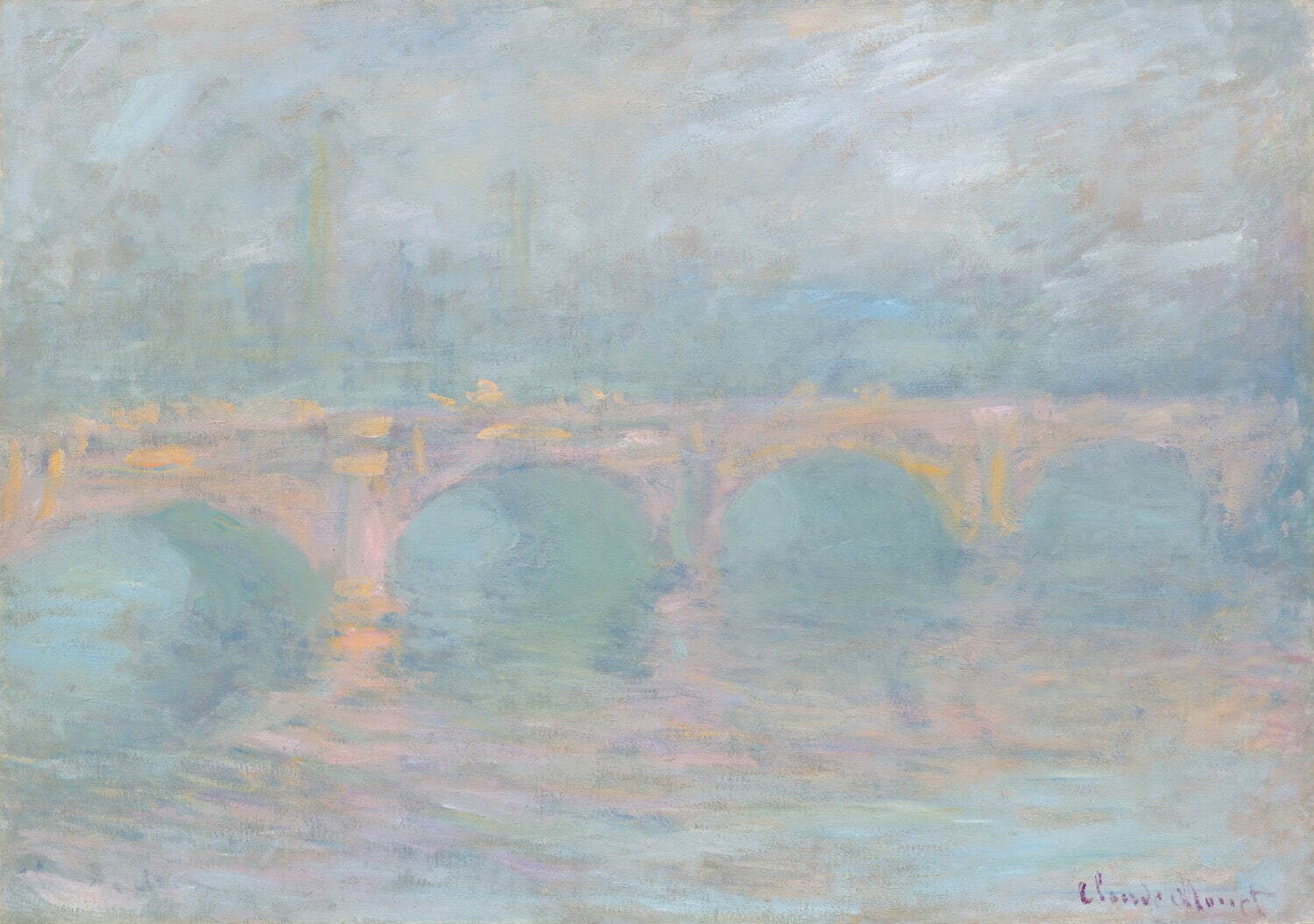 クロード・モネ 《ウォータールー橋、ロンドン、日没》 1904年
油彩、カンヴァス　65.5×92.7cm　ワシントン・ナショナル・ギャラリー
© National Gallery of Art, Washington. Collection of Mr. and Mrs. Paul Mellon, 1983.1.28