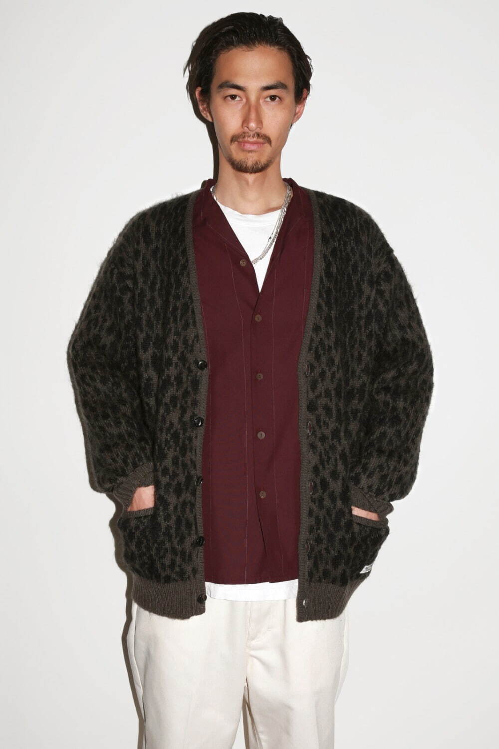 ワコマリア 18AW ウール ガウンコート M WACKO MARIA - ワコマリア 22SS ﾌﾞﾗｳﾝ ﾊﾟｲﾙ地 LEOPARD GOWN COAT