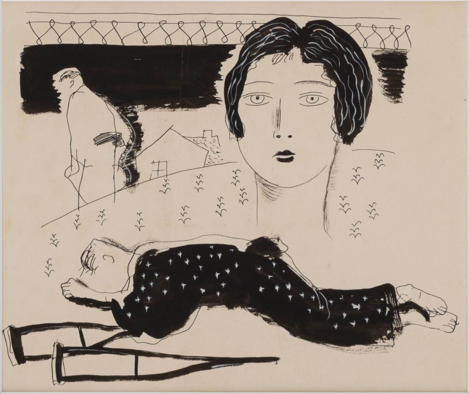 松野一夫 「何者」(江戸川乱歩) 第28回 挿絵原画
(『時事新報』夕刊 1929年11月27日～12月29日 全28回) 紙に墨、インク 1929年 弥生美術館蔵
©Nagako Iwai 2023/JAA2300086