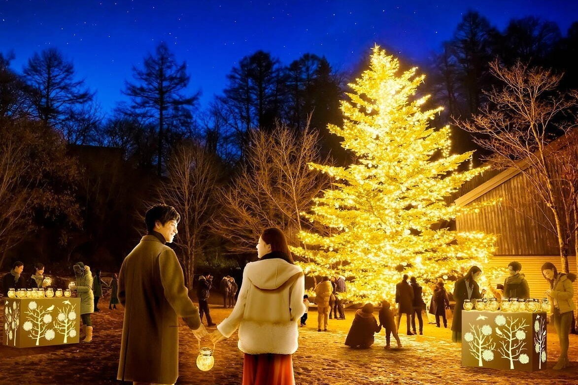 商業施設｜軽井沢星野エリア2023年クリスマス「やどりぎ」のイルミネーション＆高さ10mのクリスマスツリー