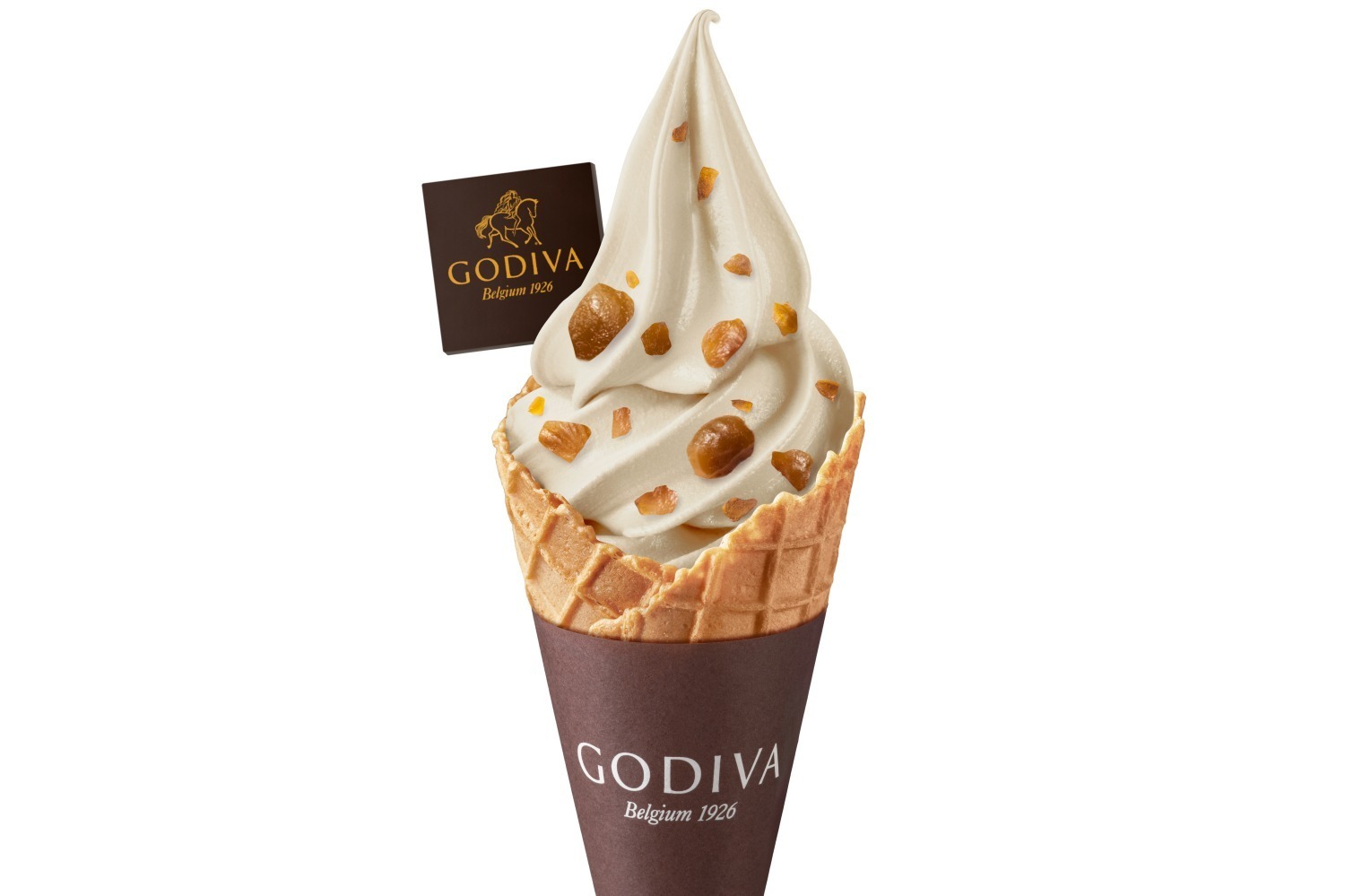 ゴディバの秋限定「つぶつぶマロン ソフトクリーム」芳醇な栗が香るホワイトチョコバニラ＆ミックスチョコ