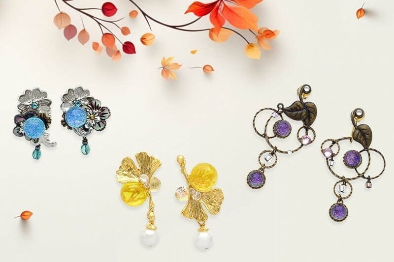京都発“ピアスのようなイヤリング”「ぴあり」宮沢賢治『いちょうの実』や葡萄モチーフの秋ジュエリー