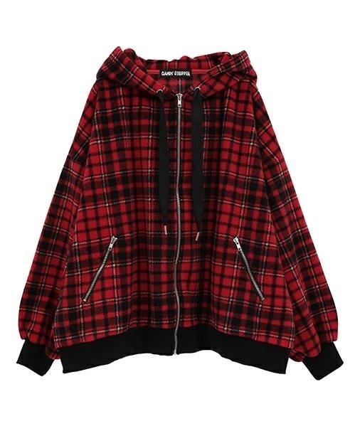 FLUFFY CHECK ZIP UP HOODIE 21,450円