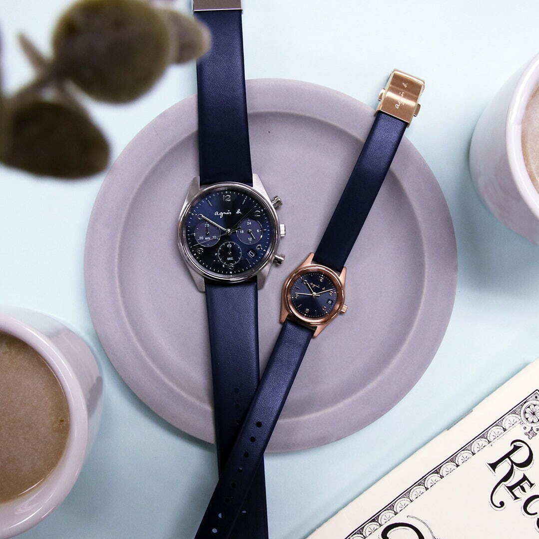 アニエスベー×チックタックのペア腕時計、“ネイビー”の限定カラーで彩るダイヤル＆レザーストラップ｜写真1