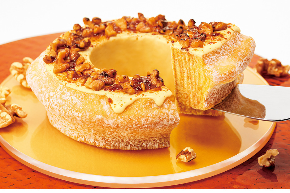 バームクーヘン｜ねんりん家の看板バームクーヘン「マウントバーム」キャラメリゼした“飴色”くるみがけの新作、大丸東京店限定で