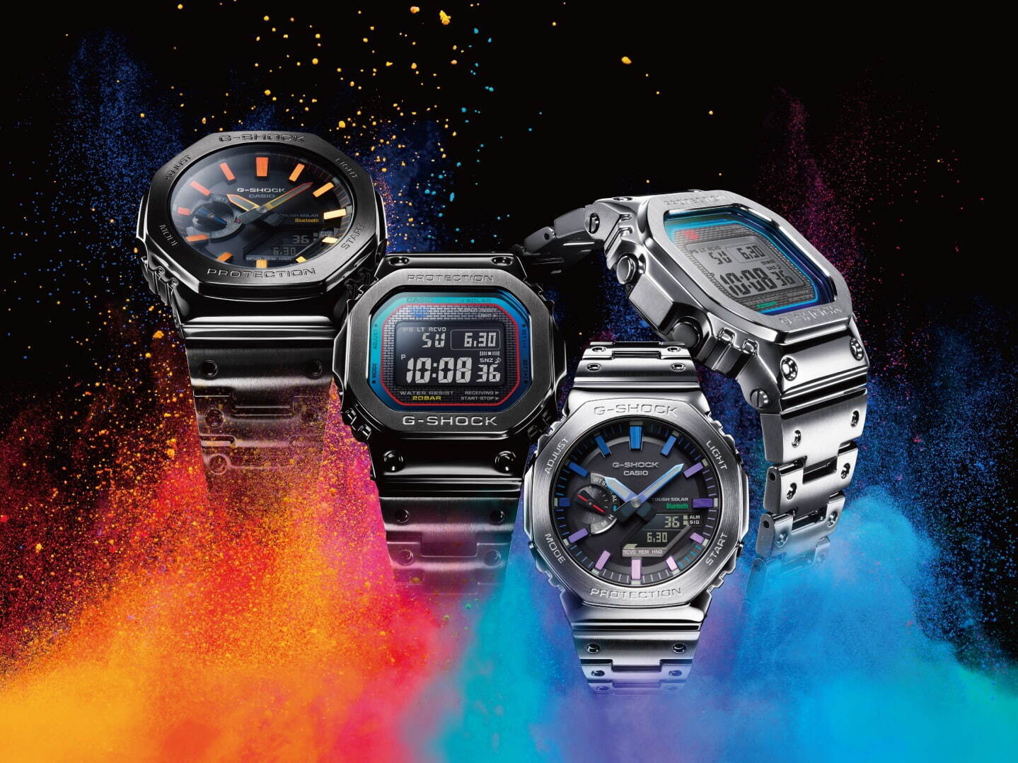 G-SHOCKフルメタルモデルの新作腕時計、マルチカラー×グラデーションの一体感のあるフェイス｜写真1