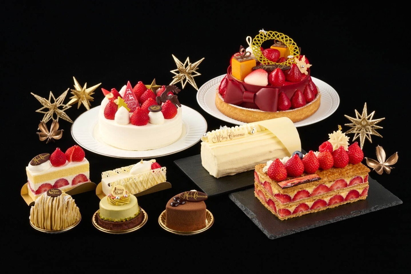 帝国ホテル 大阪のクリスマスケーキ2023、希少苺「古都華」のホワイトチョコムース×ピスタチオタルト