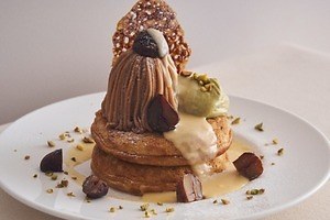 カフェ＆ブックス ビブリオテーク のモンブランスイーツ第2弾、洋栗×ピスタチオのパンケーキなど