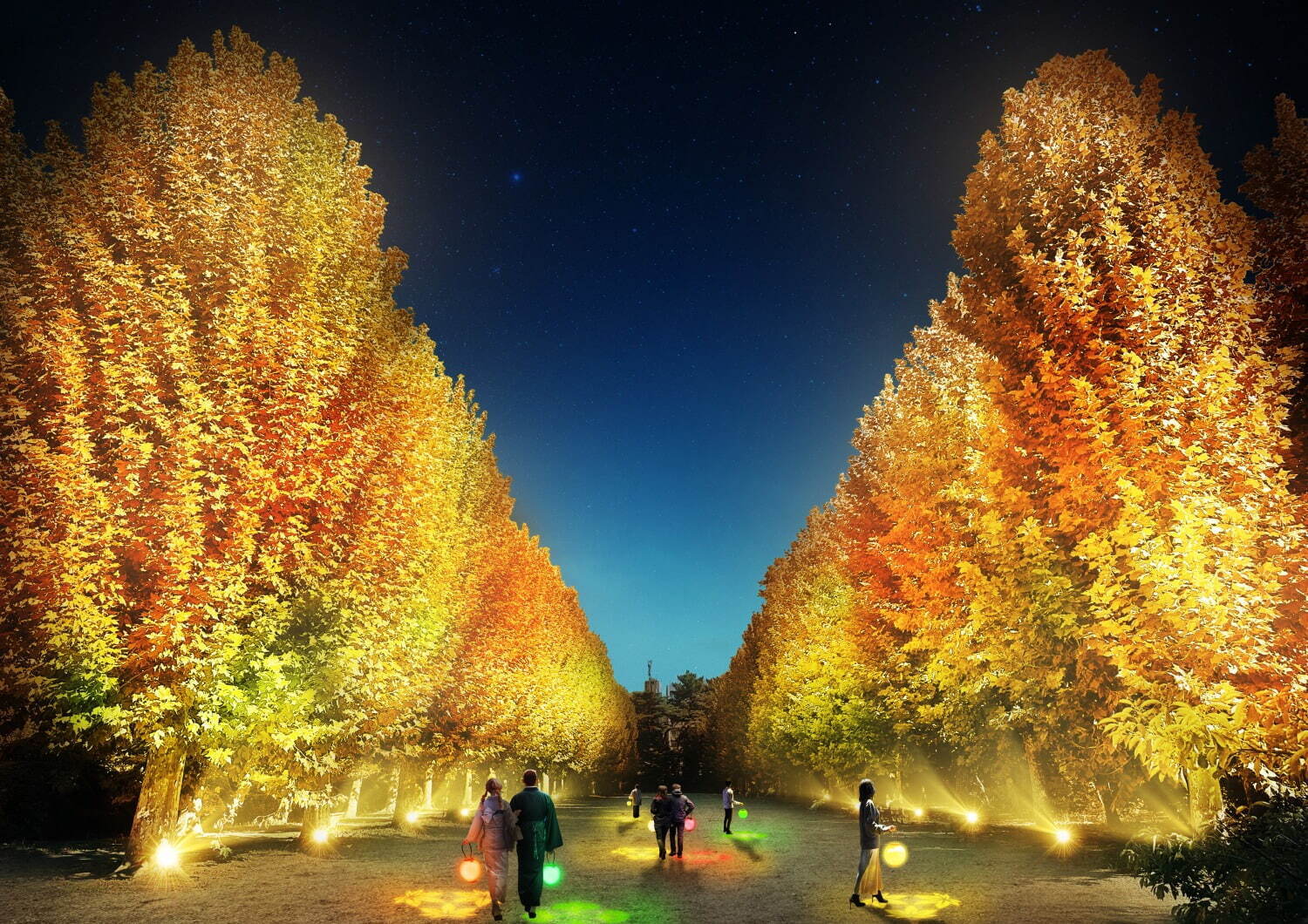 新宿御苑で秋のライトアップ「NAKED 紅葉の新宿御苑 2023」東京都心随一の秋景色を光で演出｜写真1
