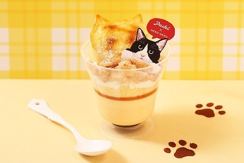 ねこねこ×パステルのなめらかプリン、猫型チーズケーキ“にゃんチー”乗せプリンパフェ＆にくきゅうプリン