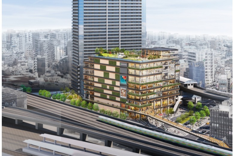 屋上庭園｜西日暮里駅前の再開発 - 大規模商業施設やホール、屋上庭園、山手線駅デッキなどを整備