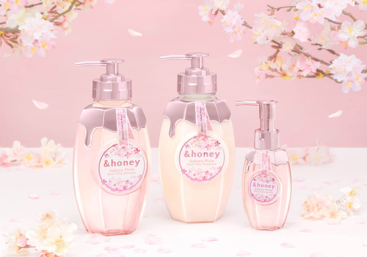 アンドハニー「桜の香り」春限定ヘアケア、“しっとりorサラサラ”の2