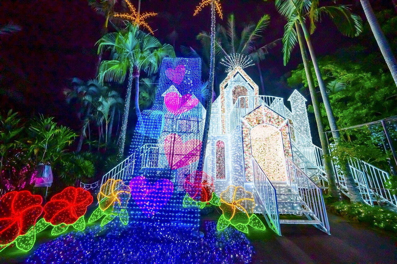 沖縄「美らヤシパークオキナワ・東南植物楽園」のイルミネーション、約400万球が沖縄らしい演出で点灯｜写真9