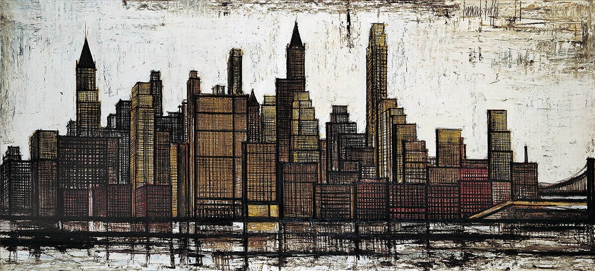 ベルナール・ビュフェ 《ニューヨーク：マンハッタン》 油彩 1958年