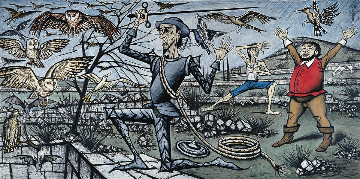 ベルナール・ビュフェ 《ドン・キホーテ、鳥と洞穴》 油彩 1988年