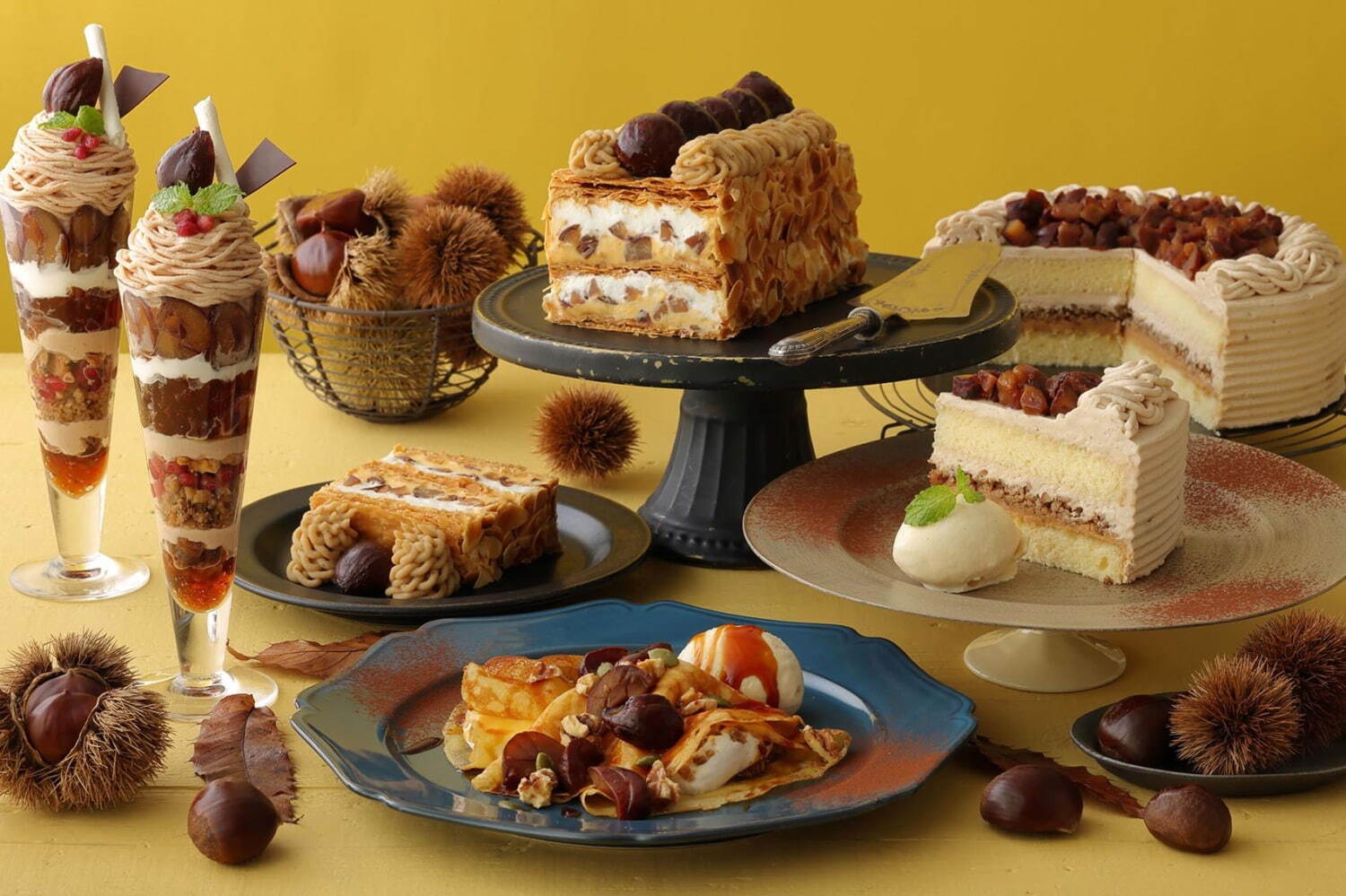 キハチ カフェから栗が主役の秋スイーツ-マロンパイやクレープ、アフタヌーンティーセットも