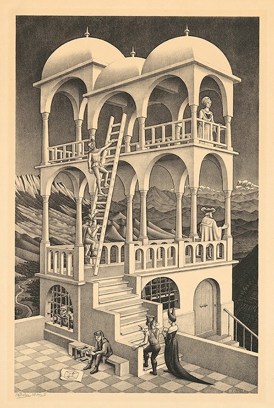 M.C.エッシャー 《昼と夜》 1938年　木版
Maurits Collection, Italy
All M.C. Escher works © 2023 The M.C. Escher Company. All rights reserved
www.mcescher.com