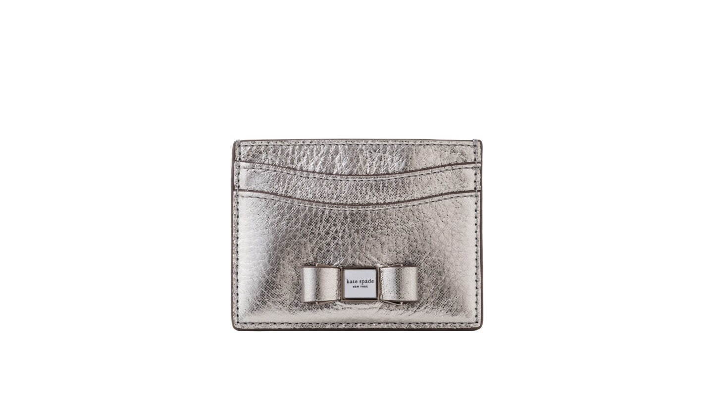 MORGAN BOW EMBELLISHED METALLIC LEATHER card holder 16,500円