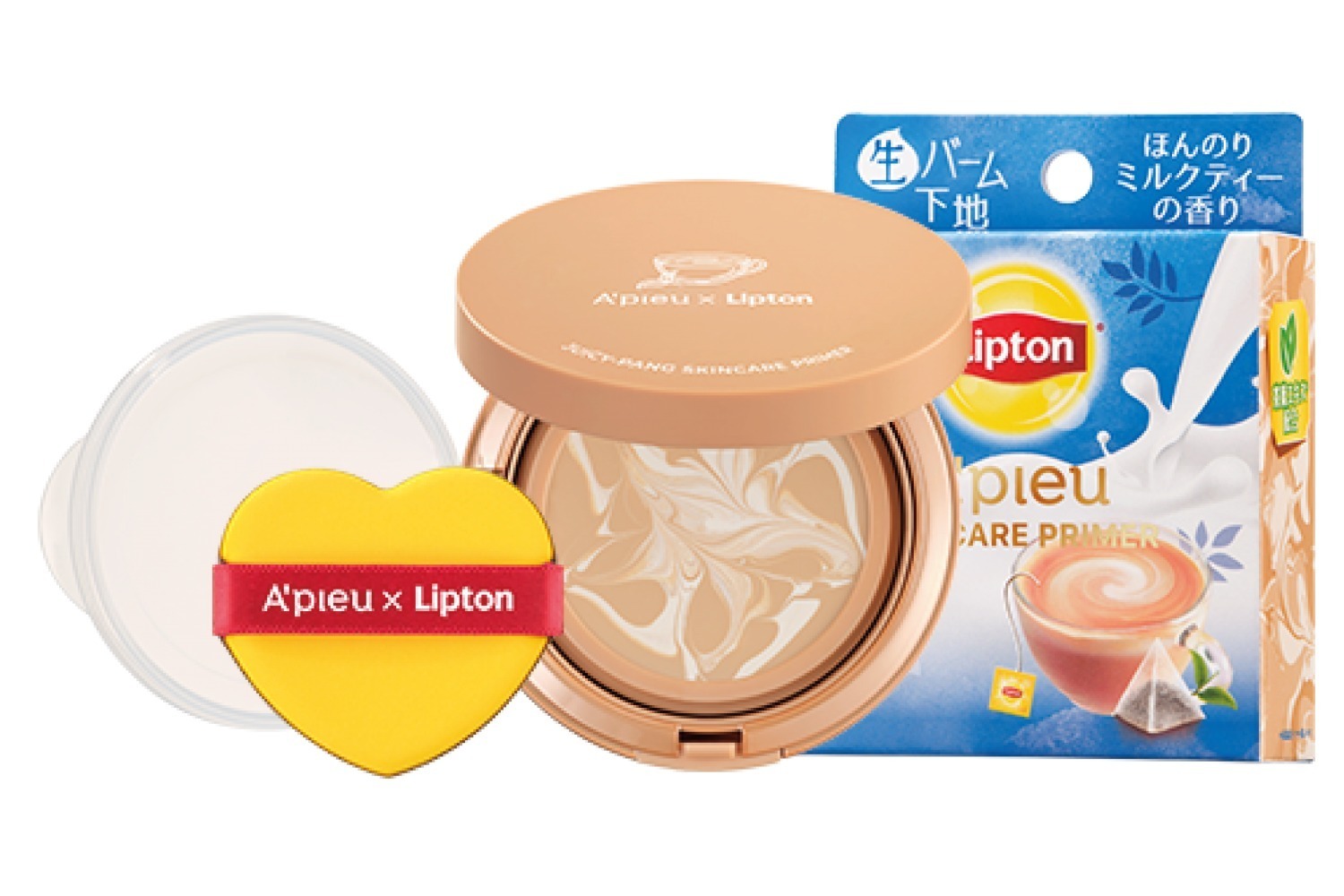 保湿ケア｜アピュー×リプトンの“ミルクティー香る”バーム状スキンケア下地、ピーチ＆レモンティーのレフィルも