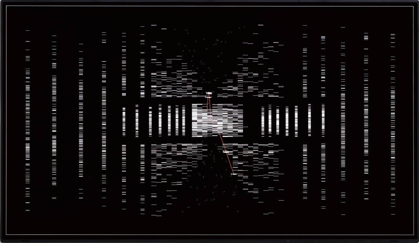 Ryoji Ikeda, <i width="1403" height="814">data.gram</i>
OCT 14 - NOV 12, 2022, TARO NASU, Tokyo, JP
materials: LED display, computer, dimensions: W71.7×H41.6cm
Photo by Keizo Kioku, concept, composition: Ryoji Ikeda